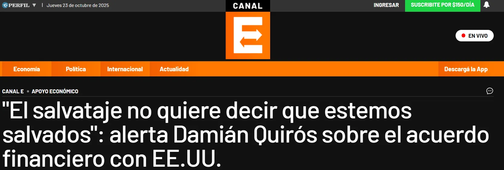 "El salvataje no quiere decir que estemos salvados"